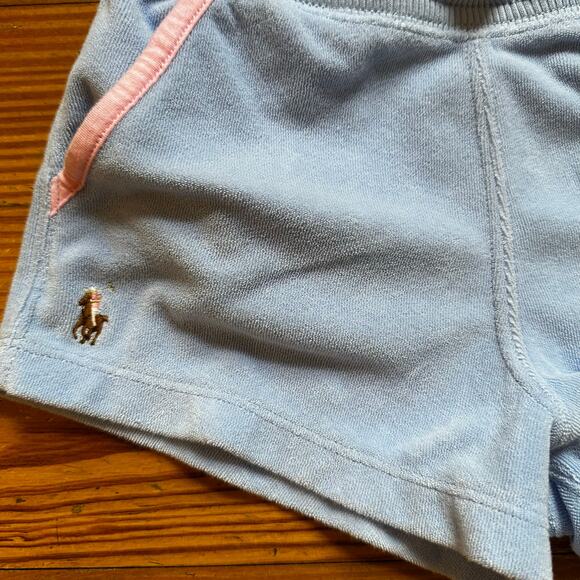 Polo Ralph Lauren blue terrycloth pink trim drawstring shorts SIZE 5 - Picture 3 of 5
